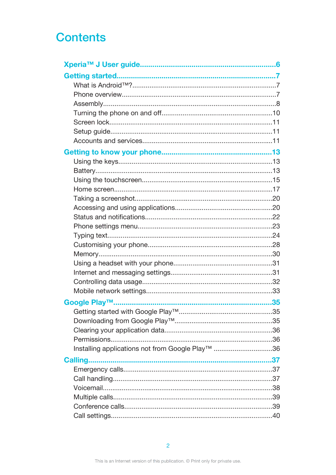 Sony ST26i/ST26a manual Contents 