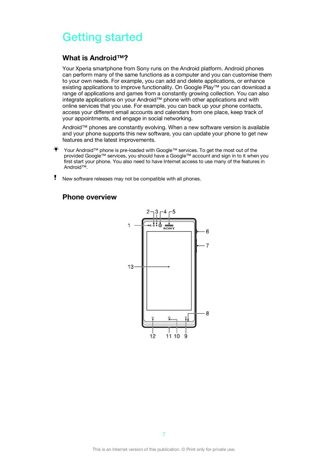 Sony ST26i/ST26a manual Getting started, What is Android?, Phone overview 