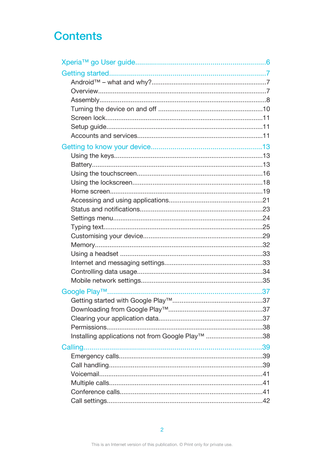 Sony ST27A, ST27i manual Contents 