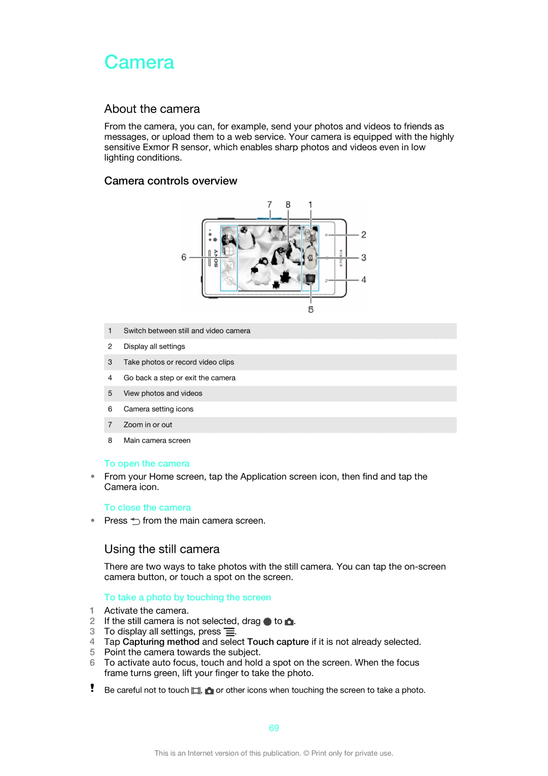 Sony ST27i, ST27A manual About the camera, Using the still camera, Camera controls overview 