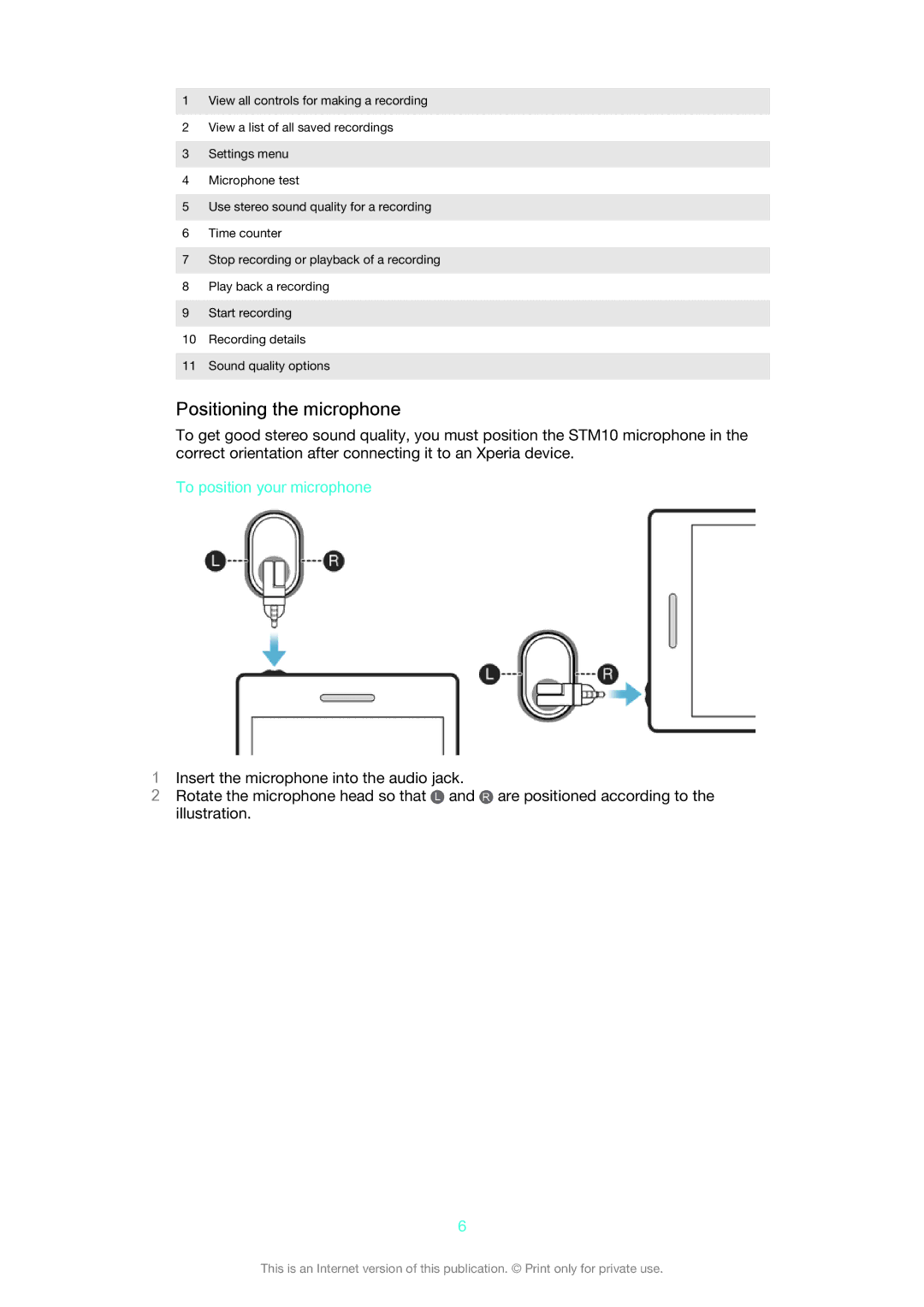 Sony STM10 manual Positioning the microphone, To position your microphone 