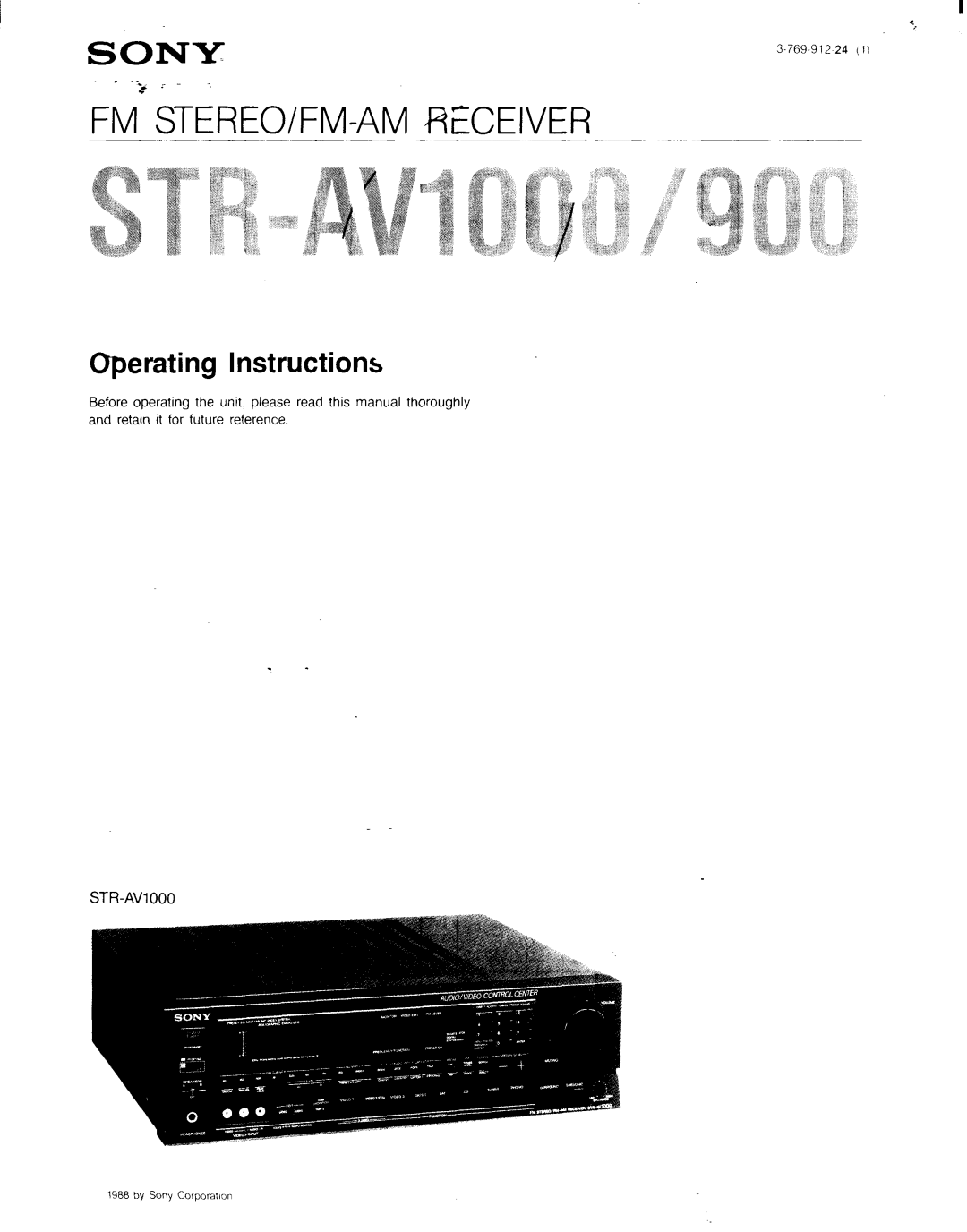 Sony STR-AV1000, STR-AV900 manual 