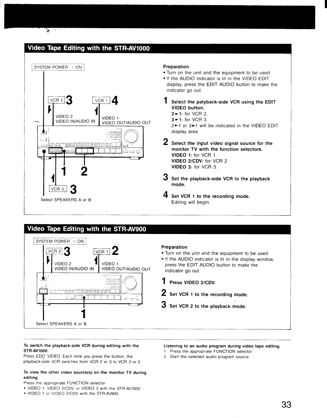 Sony STR-AV1000, STR-AV900 manual 