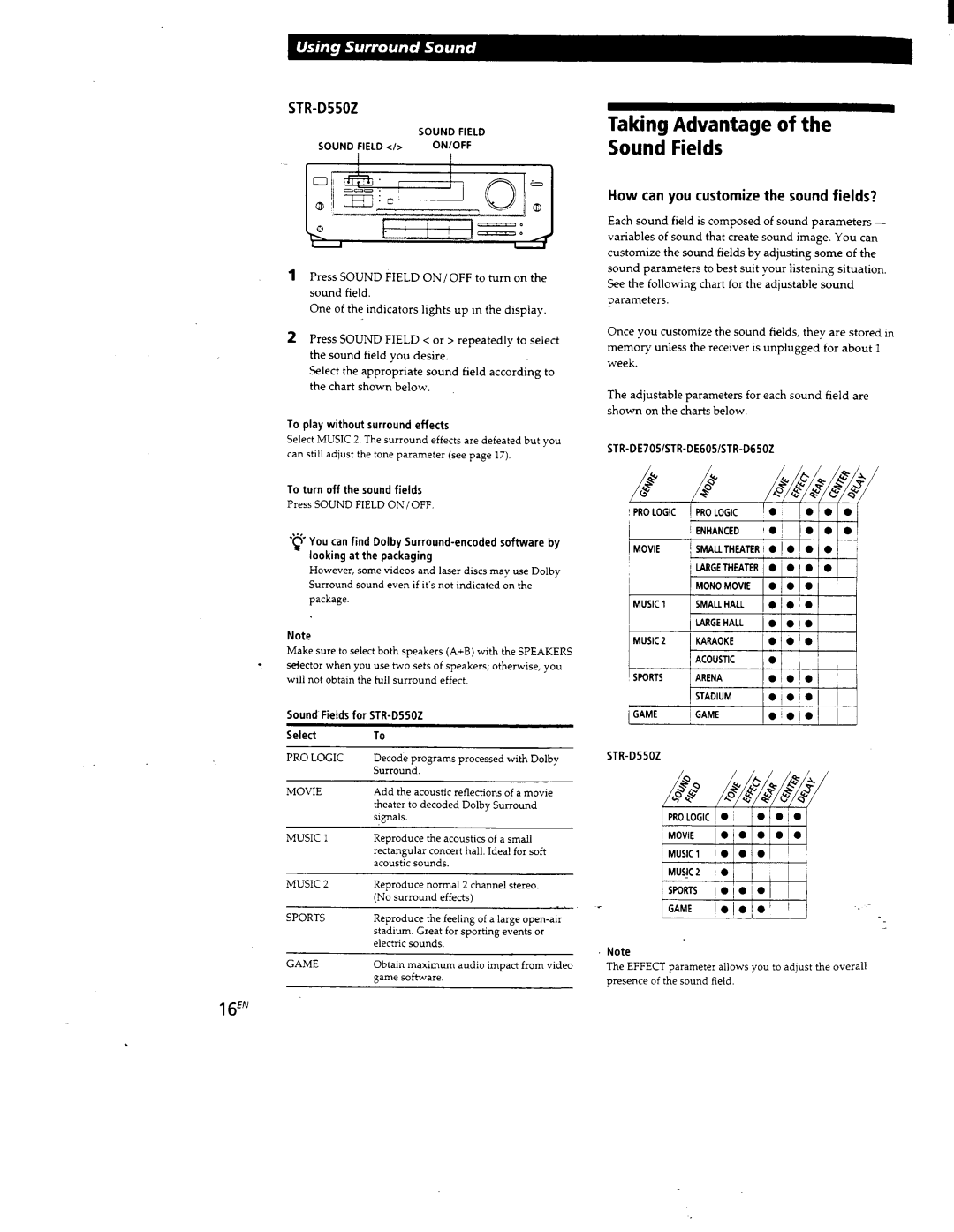 Sony STR-D550Z, STR-D650Z, STR-DE605, STR-DE705 manual 