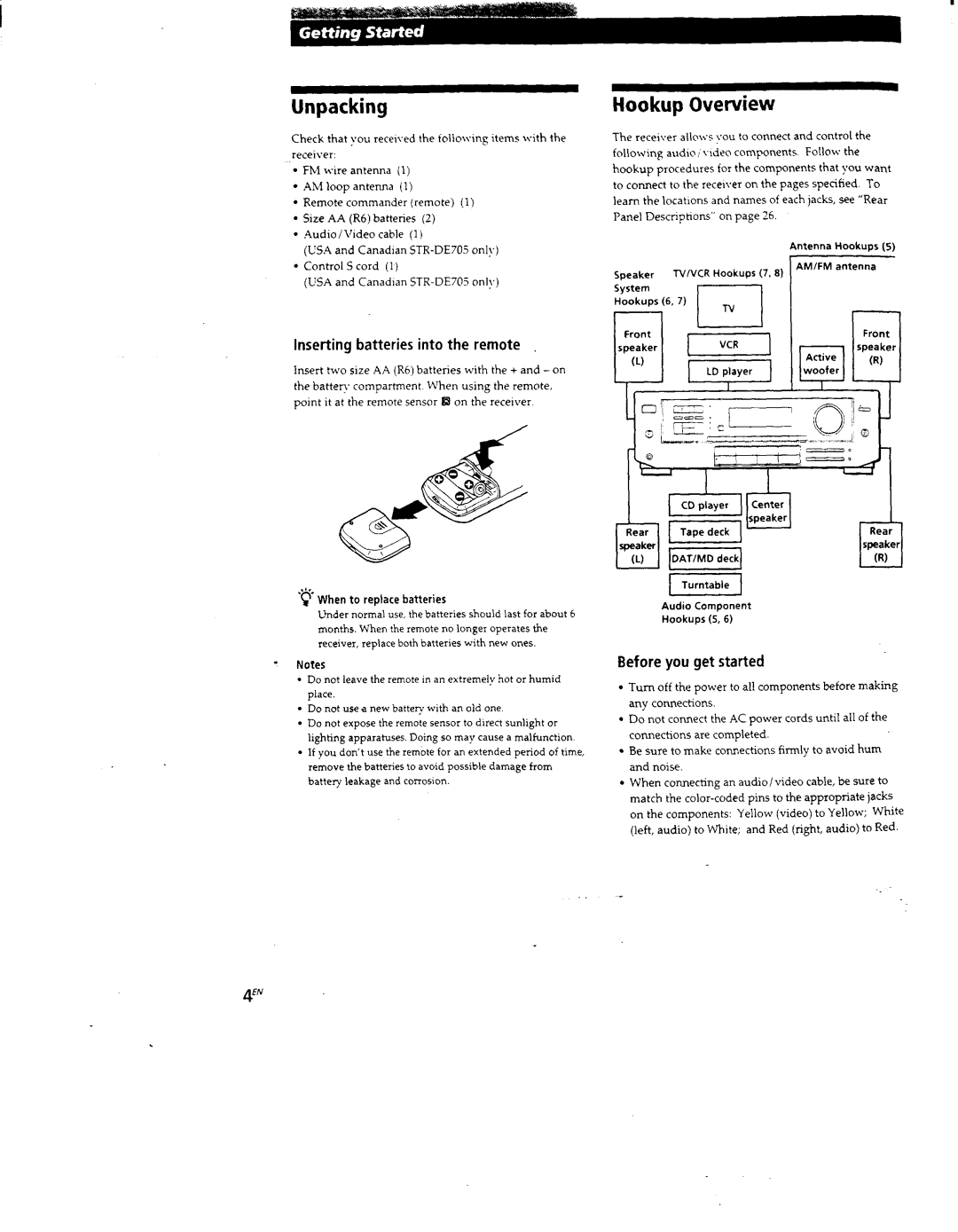 Sony STR-D550Z, STR-D650Z, STR-DE605, STR-DE705 manual 