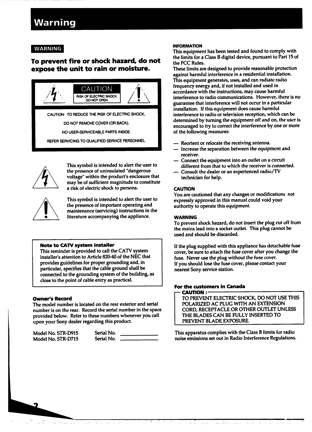 Sony STR-D715 manual 