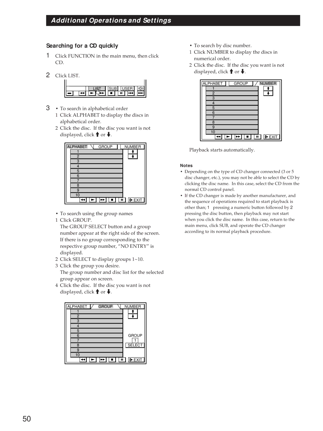 Sony STR-DE1015G, STR-DE815G, STR-D760Z operating instructions Searching for a CD quickly, Playback starts automatically 