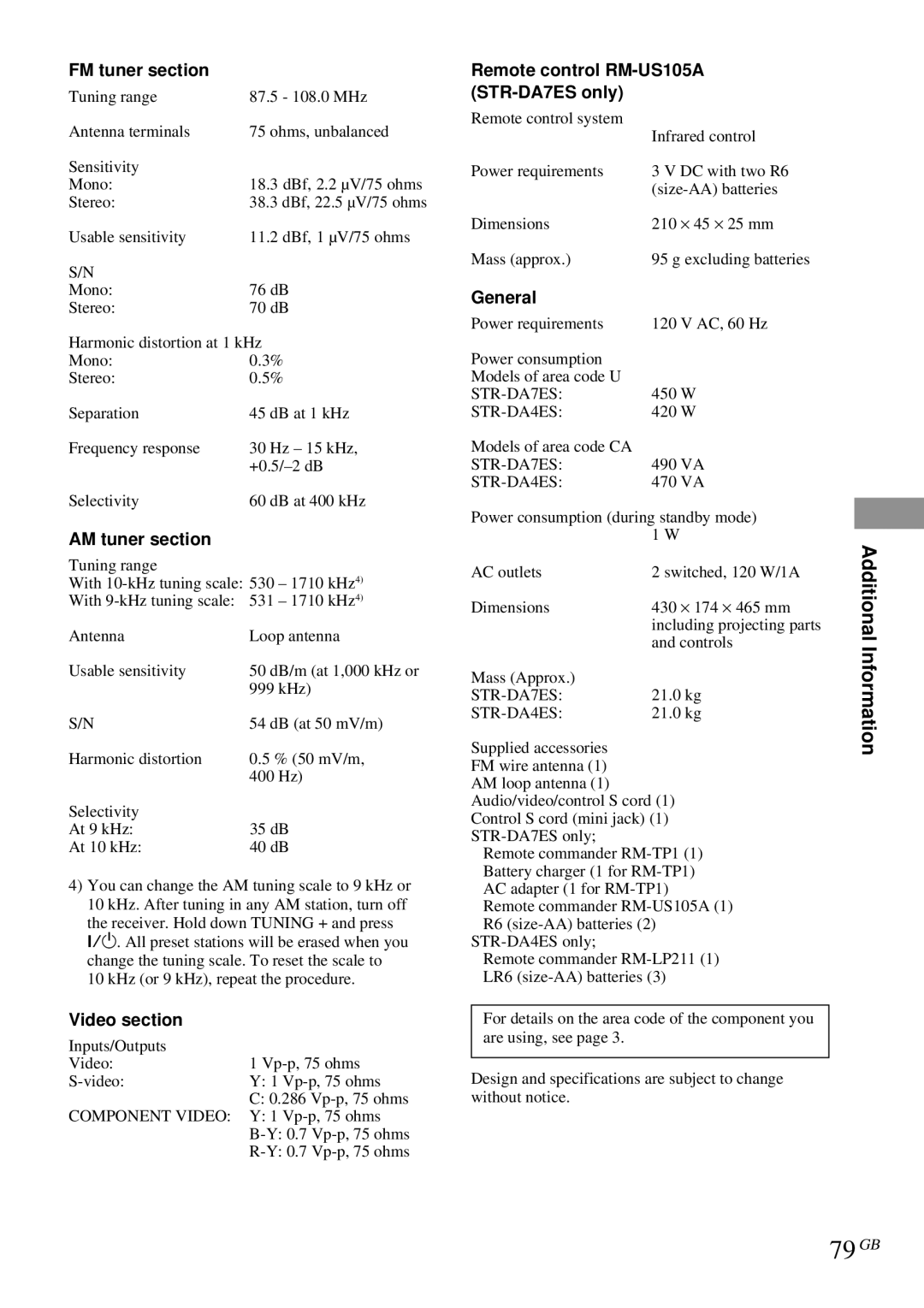 Sony STR-DA4ES operating instructions 79GB 