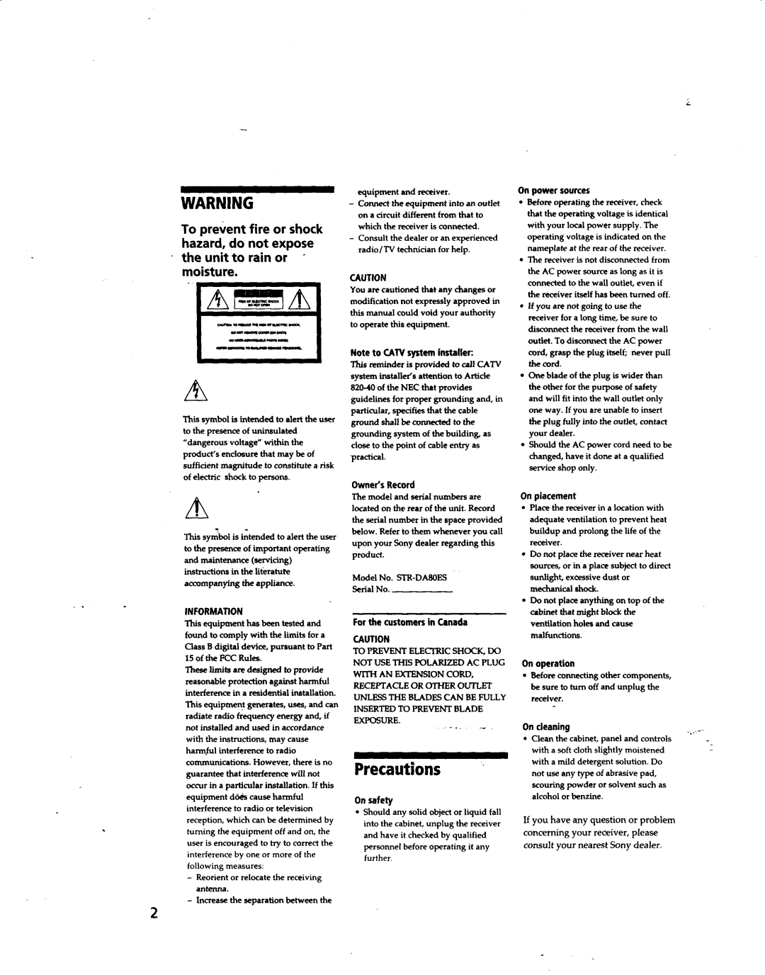 Sony STR-DA80ES manual 