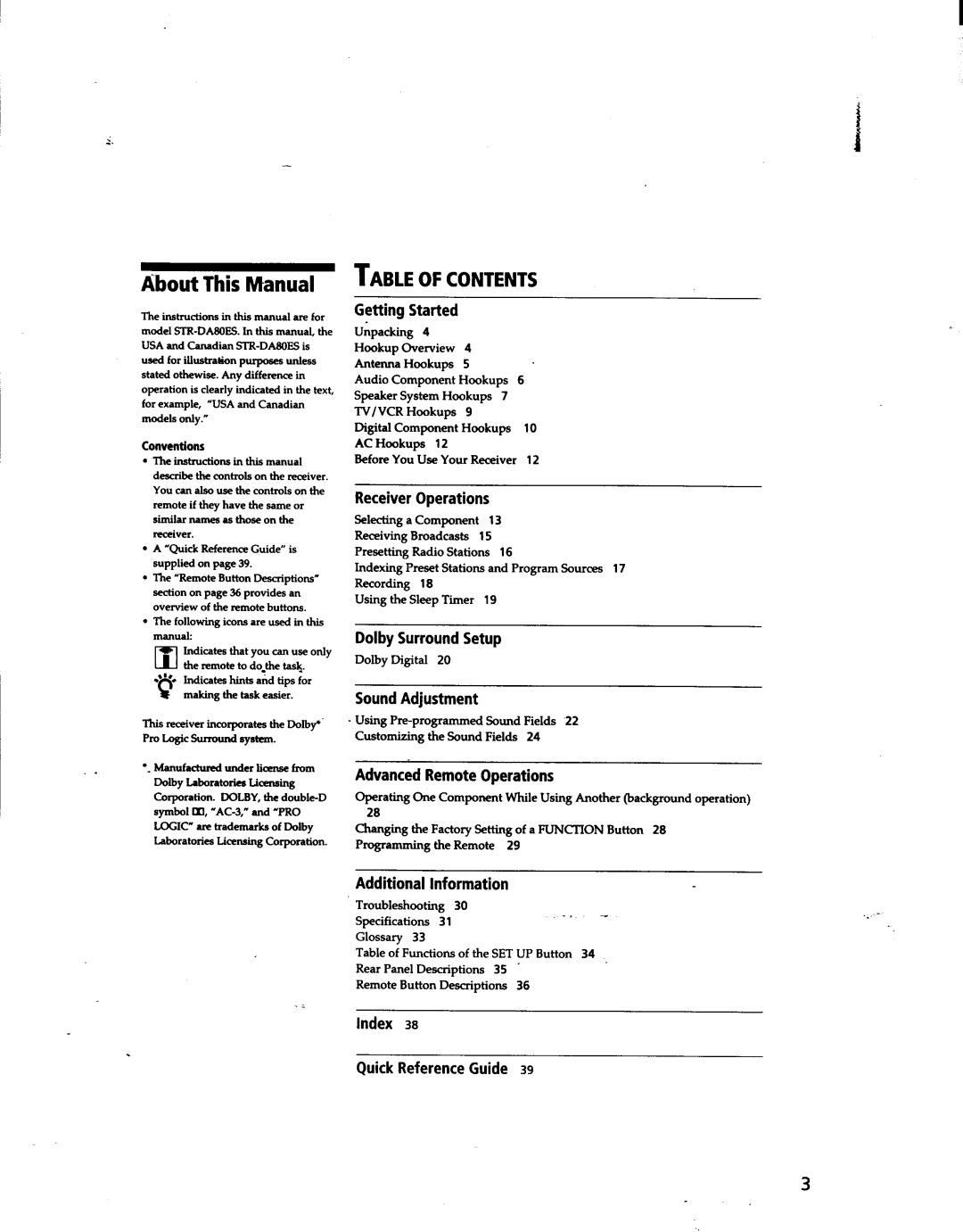 Sony STR-DA80ES manual 