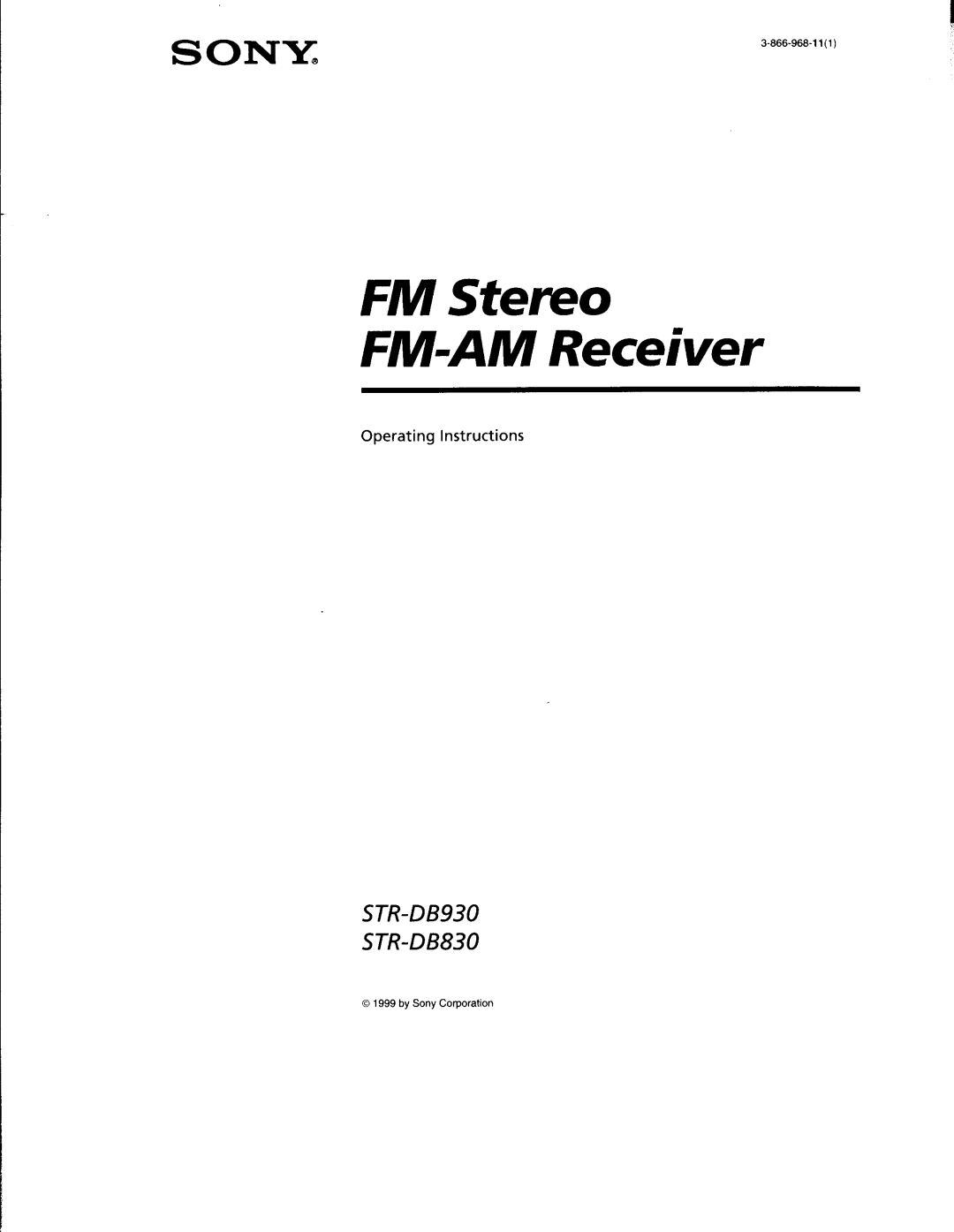 Sony STR-DB930, STR-DB830 manual 