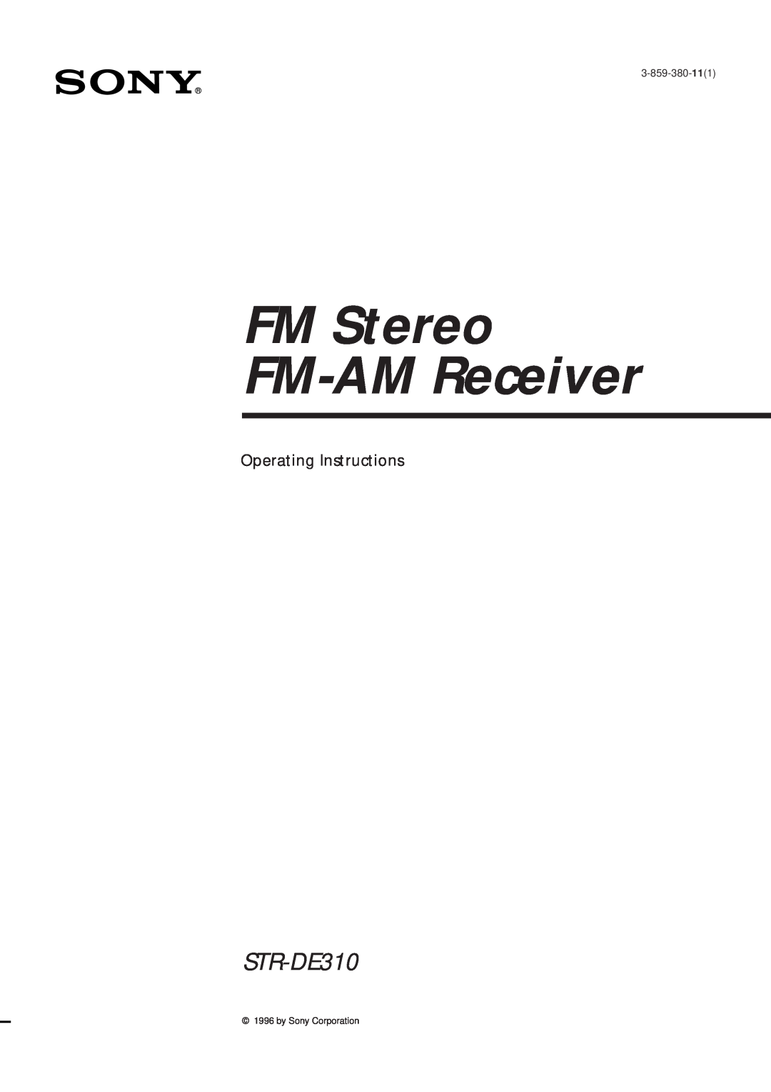 Sony STR-DE310 manual Getting Started, FM Stereo FM-AMReceiver, Operating Instructions, 3-859-380-111, by Sony Corporation 