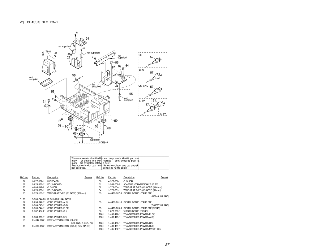 Sony STR-DE845 service manual 52 #1, 55 #1 62, 59 60 #1, 65 A-4428-787-A Digital BOARD, Complete 