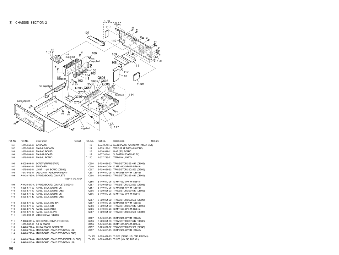 Sony STR-DE845 service manual Chassis 