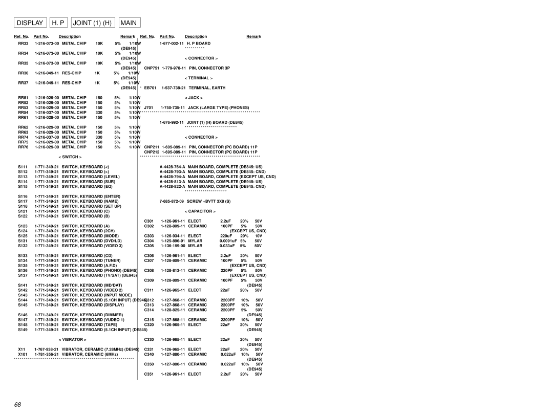 Sony STR-DE845 service manual Main 