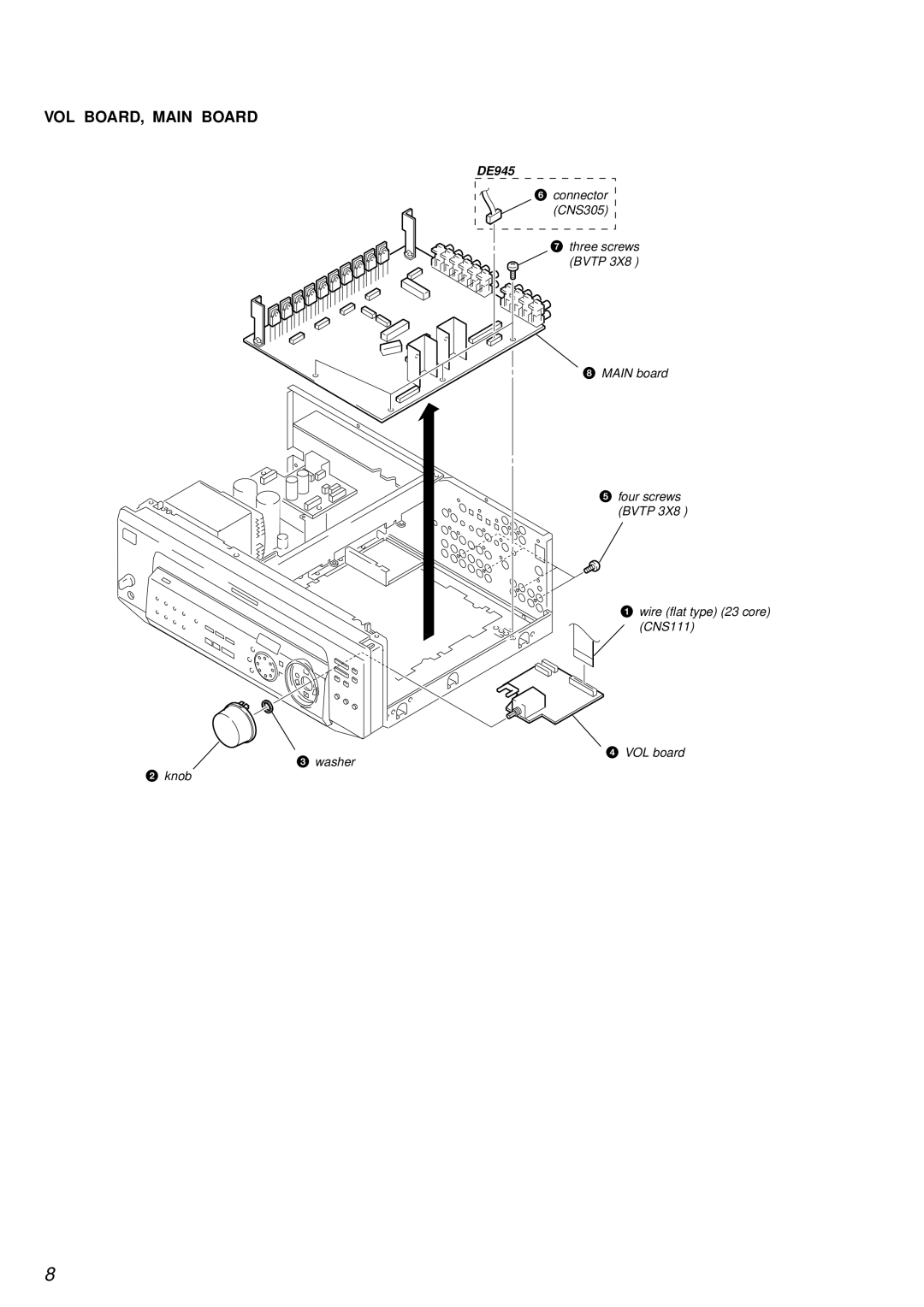 Sony STR-DE845 service manual VOL BOARD, Main Board 