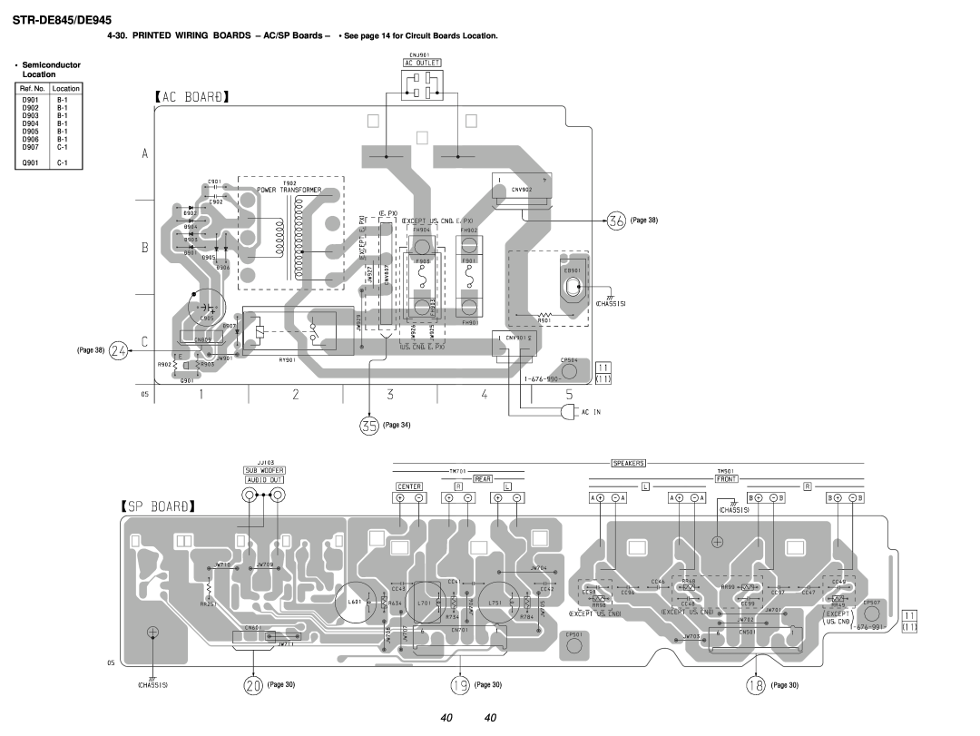 Sony service manual STR-DE845/DE945, •Semiconductor Location, Ref. No 