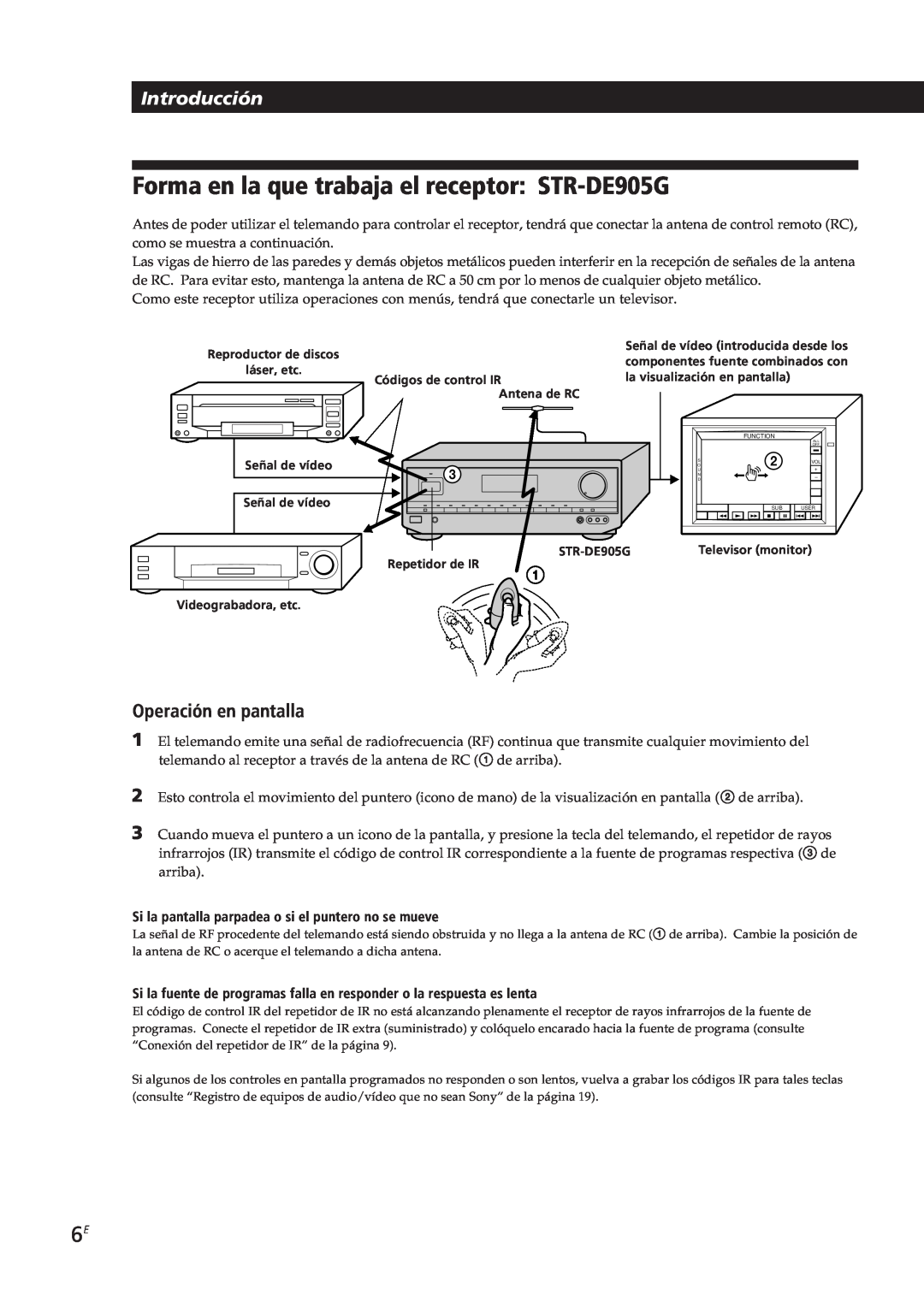 Sony STR-DE905G, STR-DE805G manual Forma en la que trabaja el receptor STR-DE905G, Introducción, Operación en pantalla 