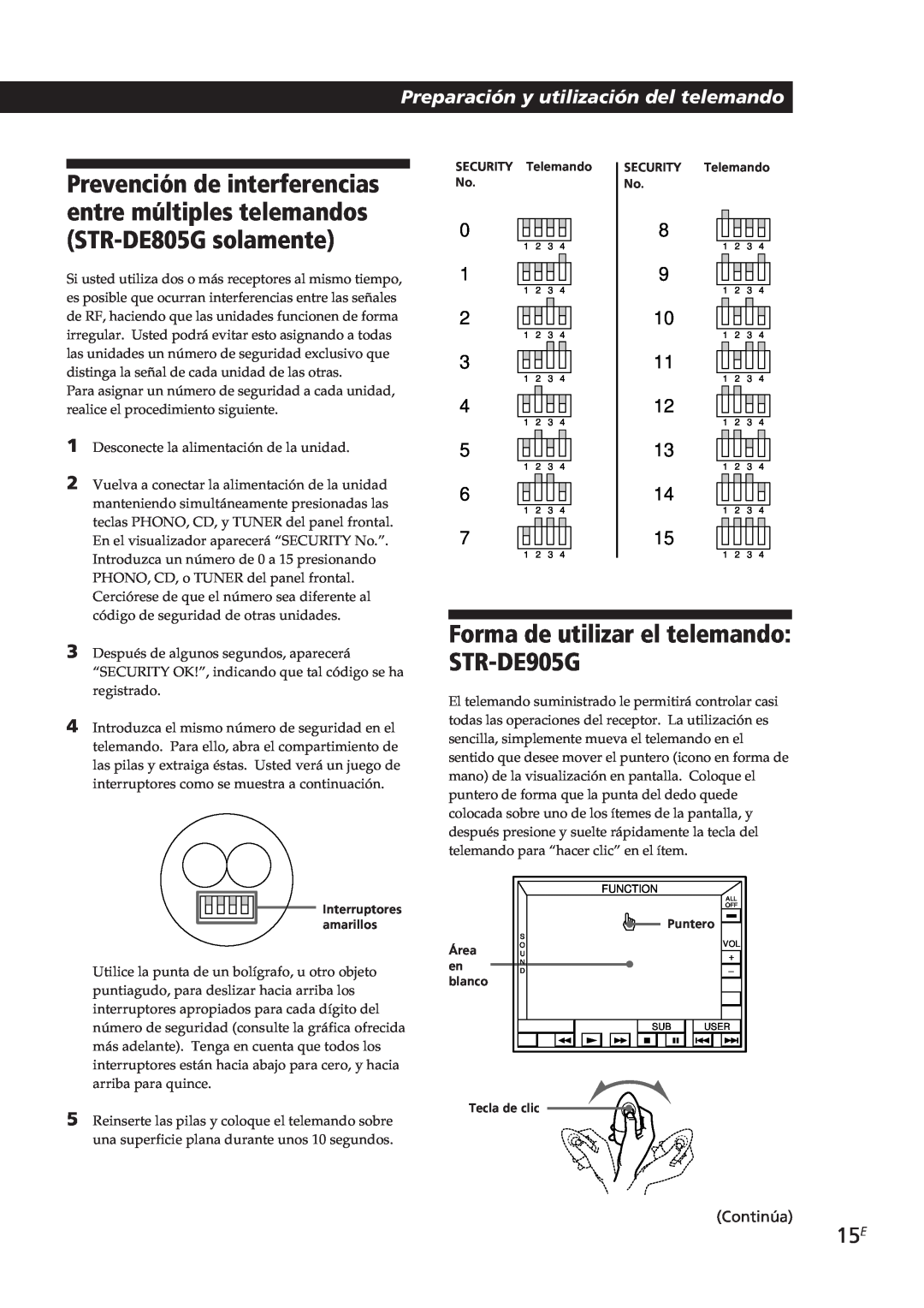 Sony STR-DE805G manual Forma de utilizar el telemando: STR-DE905G, Preparación y utilización del telemando 