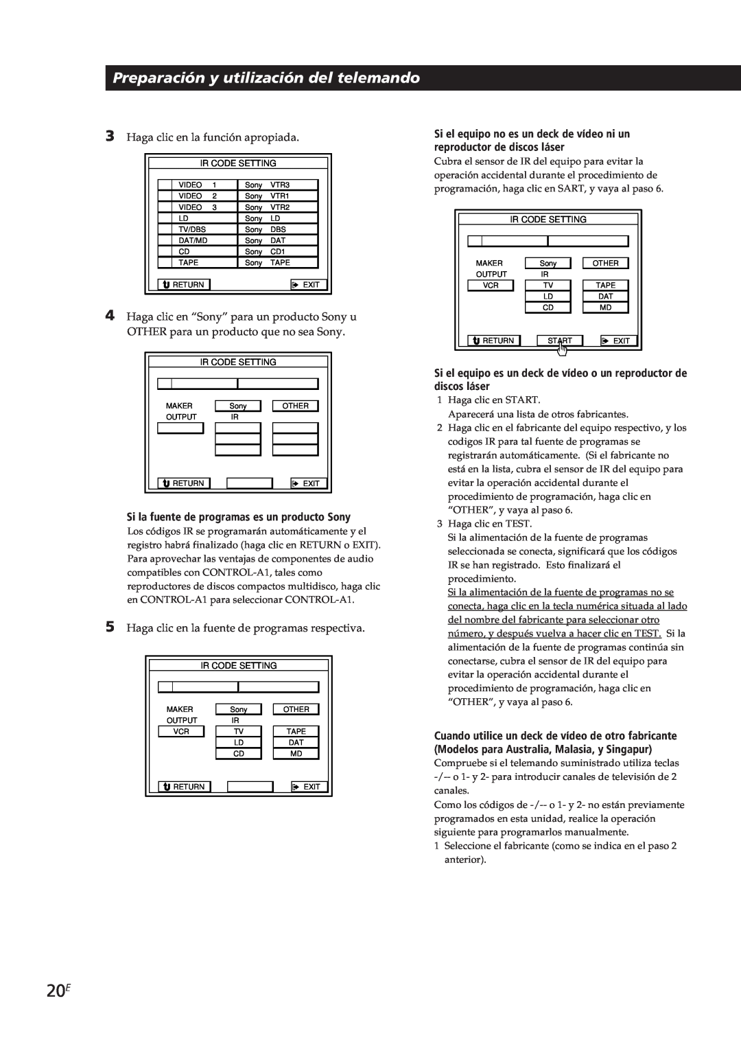 Sony STR-DE905G, STR-DE805G manual Preparación y utilización del telemando, Si la fuente de programas es un producto Sony 