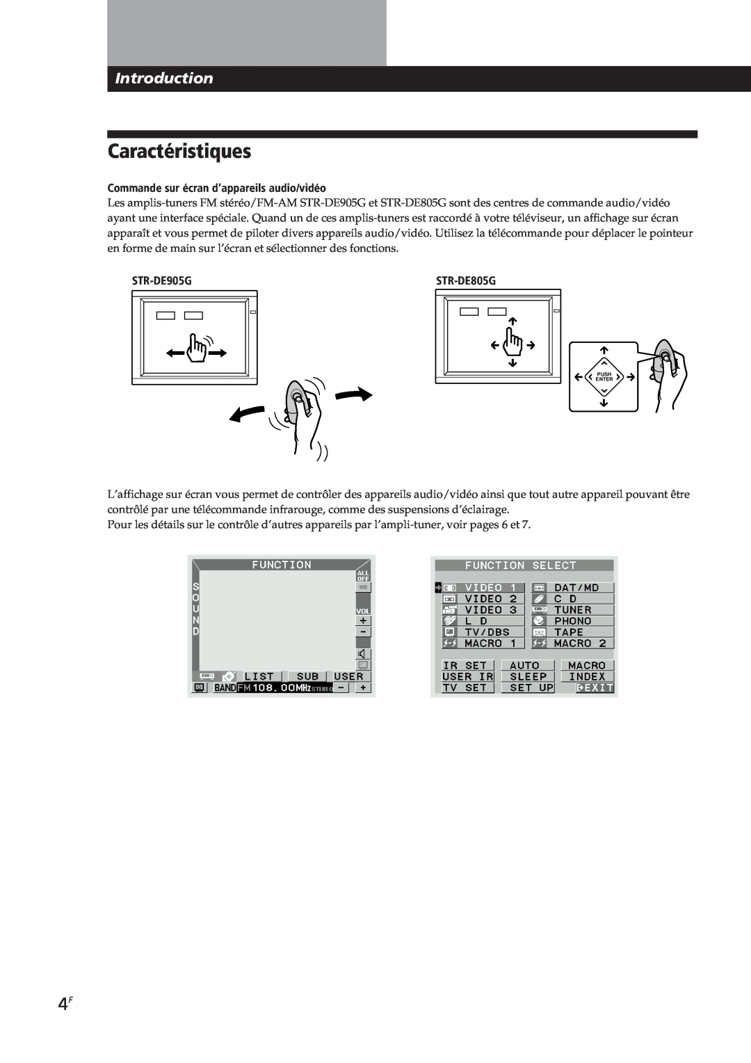 Sony STR-DE905G, STR-DE805G manual Caractéristiques, Introduction, å Mm µ, Commande sur écran d’appareils audio/vidéo 