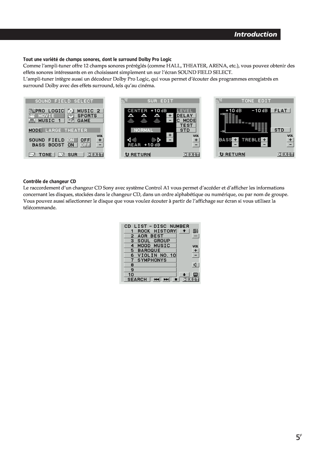 Sony STR-DE905G, STR-DE805G manual Introduction, Contrôle de changeur CD 