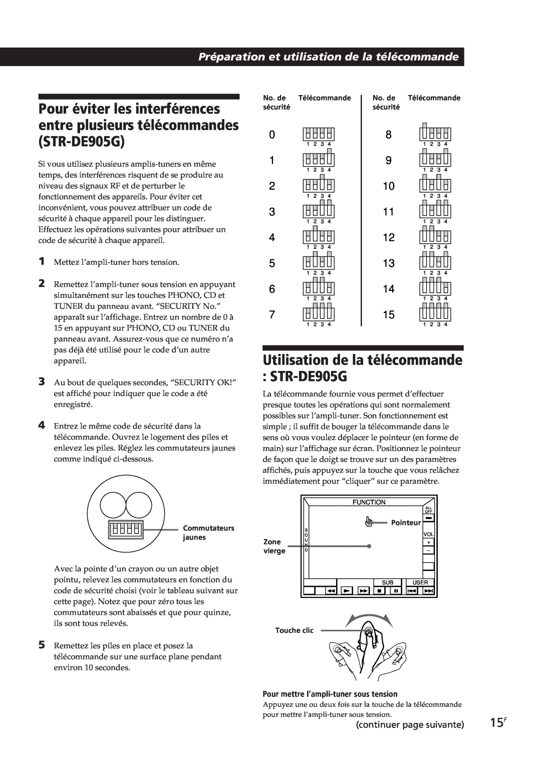 Sony STR-DE805G manual Utilisation de la télécommande : STR-DE905G, Préparation et utilisation de la télécommande 