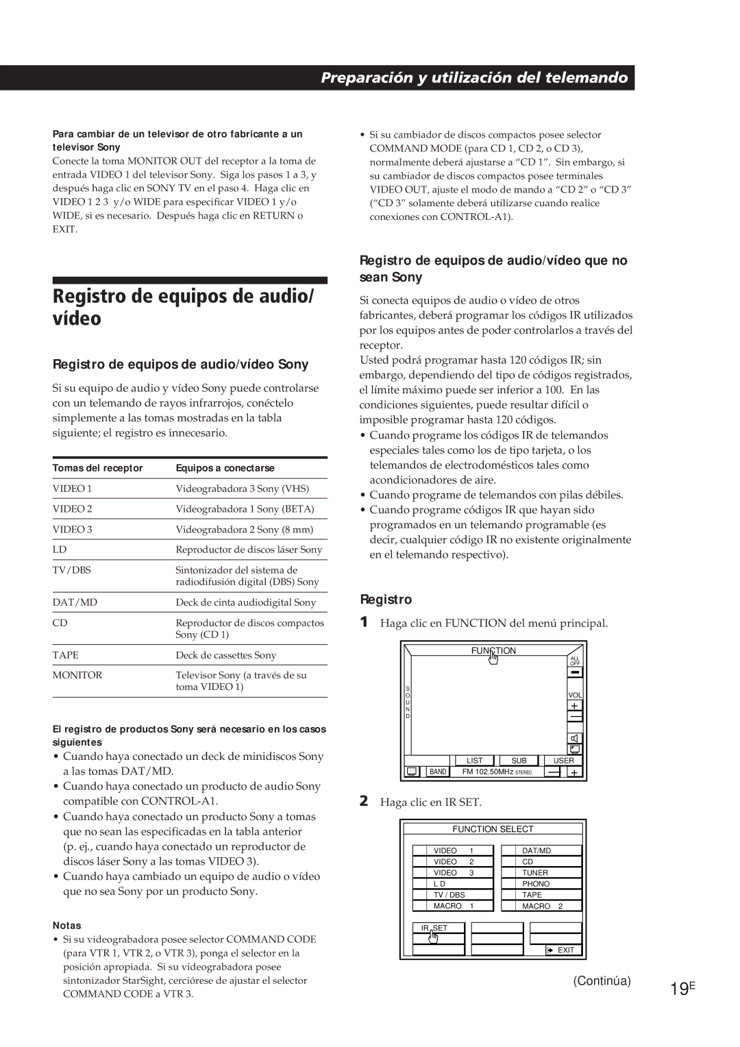 Sony STR-DE905G manual Registro de equipos de audio/ vídeo, Registro de equipos de audio/vídeo Sony 