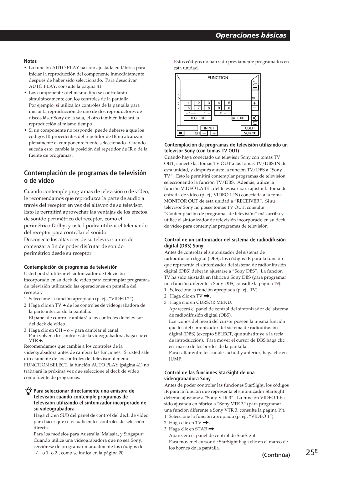 Sony STR-DE905G manual Contemplación de programas de televisión o de vídeo 