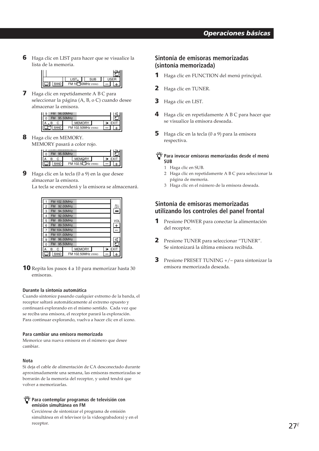 Sony STR-DE905G manual Durante la sintonía automática, Para cambiar una emisora memorizada 