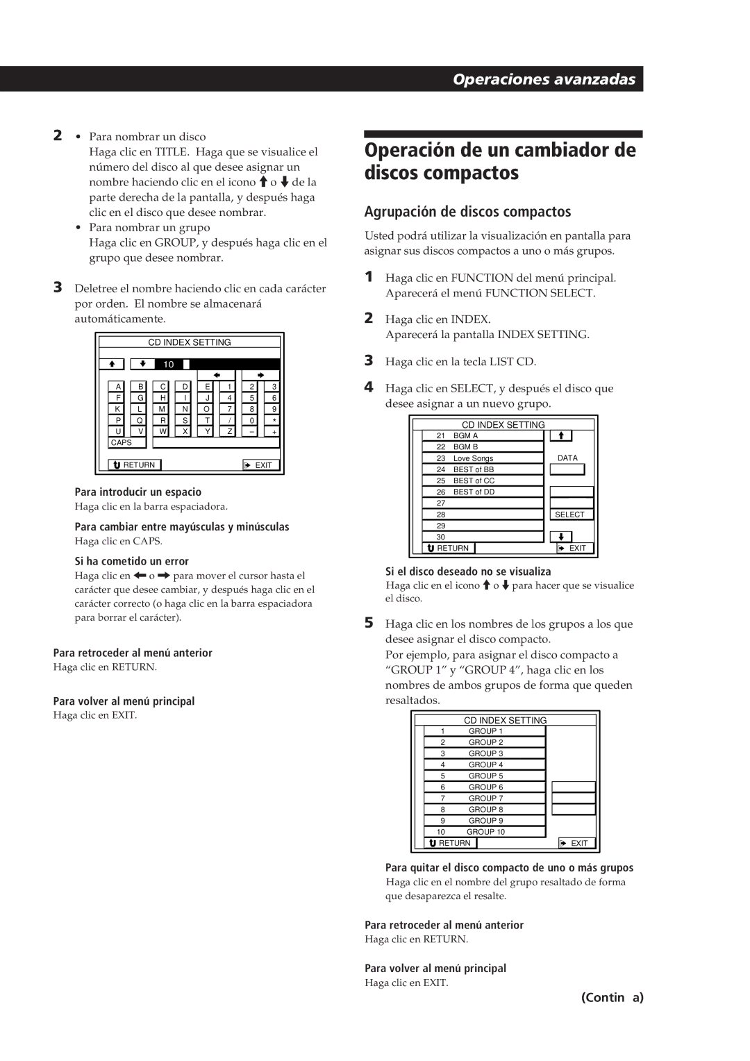 Sony STR-DE905G manual Operación de un cambiador de discos compactos, Agrupación de discos compactos 