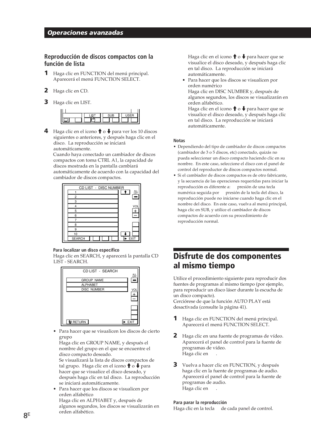 Sony STR-DE905G manual 38E, Reproducción de discos compactos con la función de lista, Para localizar un disco específico 