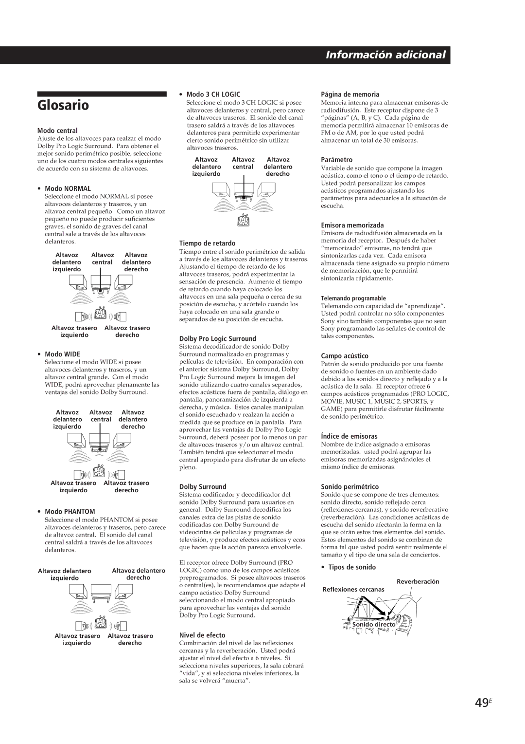 Sony STR-DE905G manual Glosario, 49E 