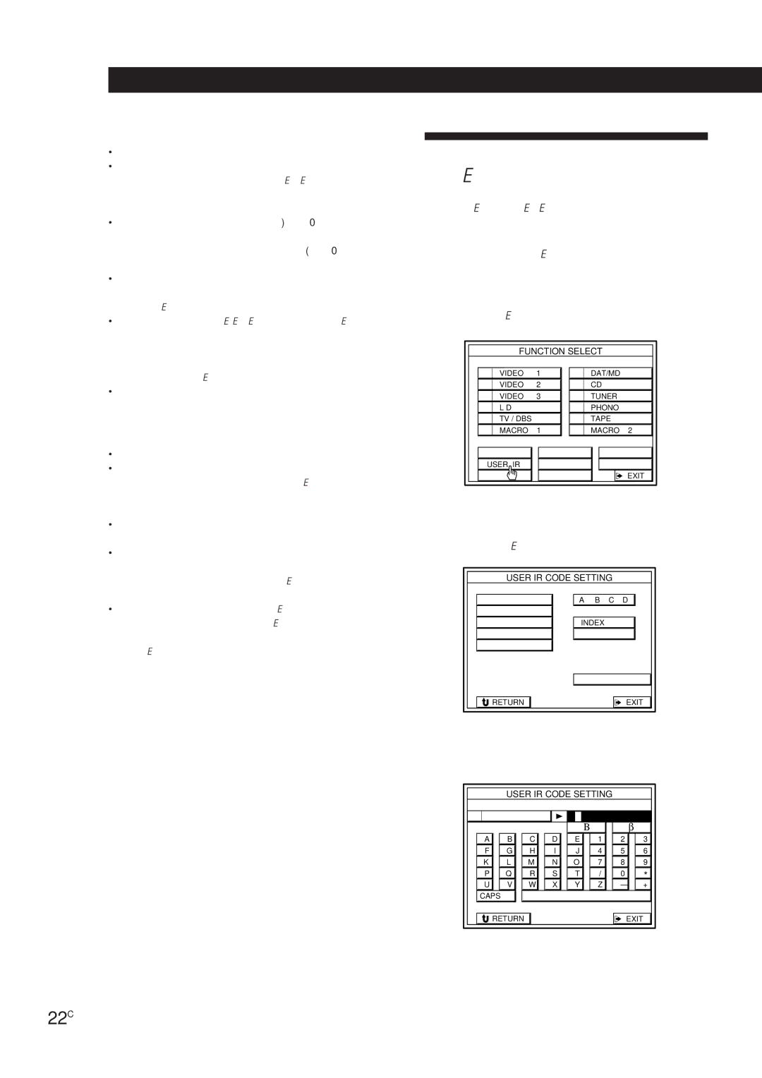 Sony STR-DE905G manual ‰L¨õ~ uIR X sµß«, User IR w, 22C 