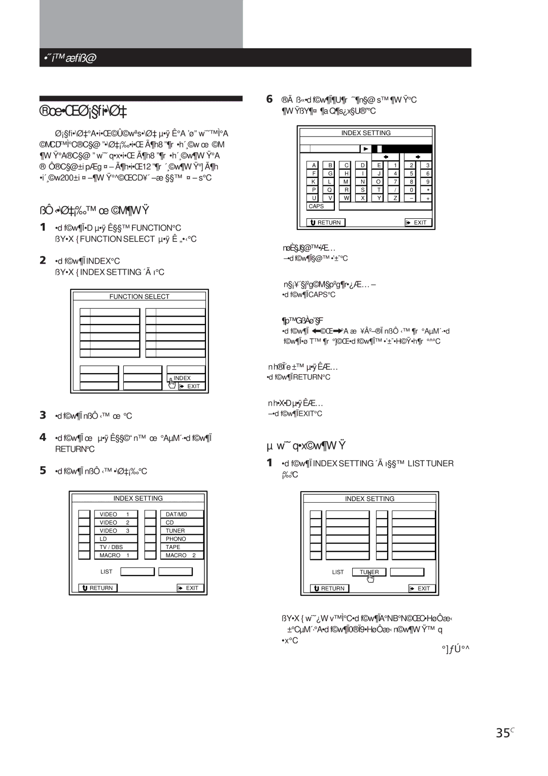 Sony STR-DE905G manual ŒŒØ¡§ﬁ\Ø‡, 35C, ßÔ‹\Ø‡¡‰ œ M¶WŸ, ¨˘ qxw¶W Ÿ 