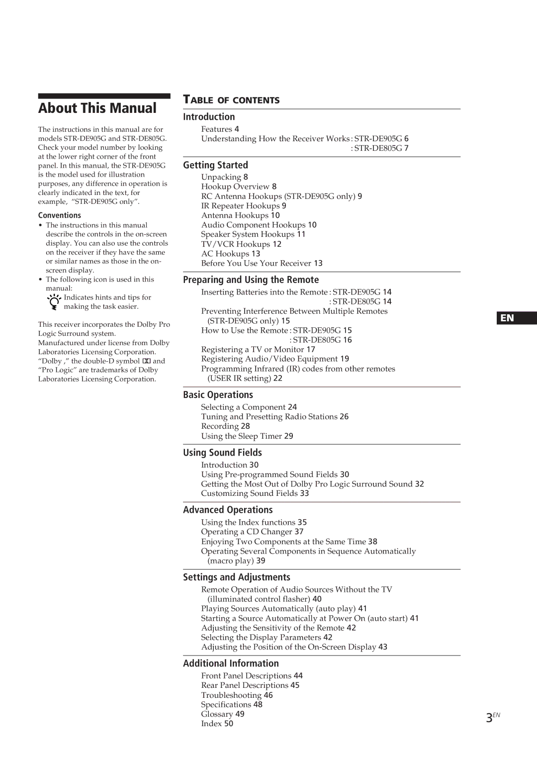 Sony STR-DE905G manual About This Manual, Conventions 