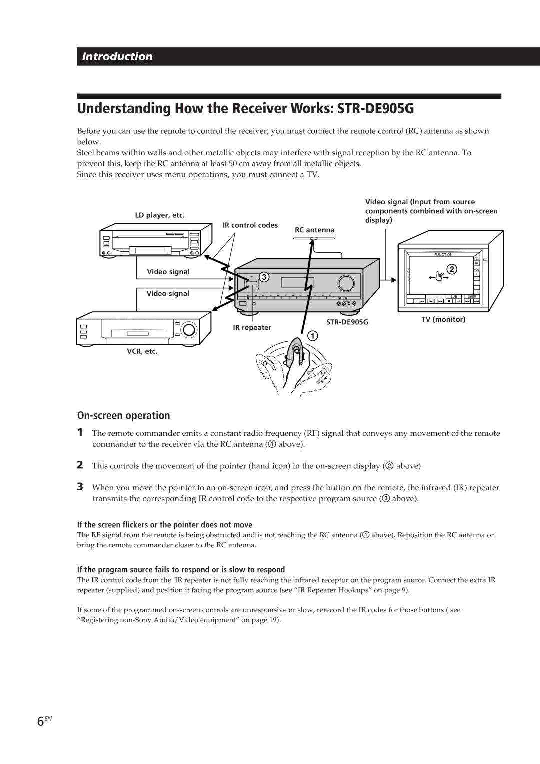 Sony manual Understanding How the Receiver Works STR-DE905G, On-screen operation 