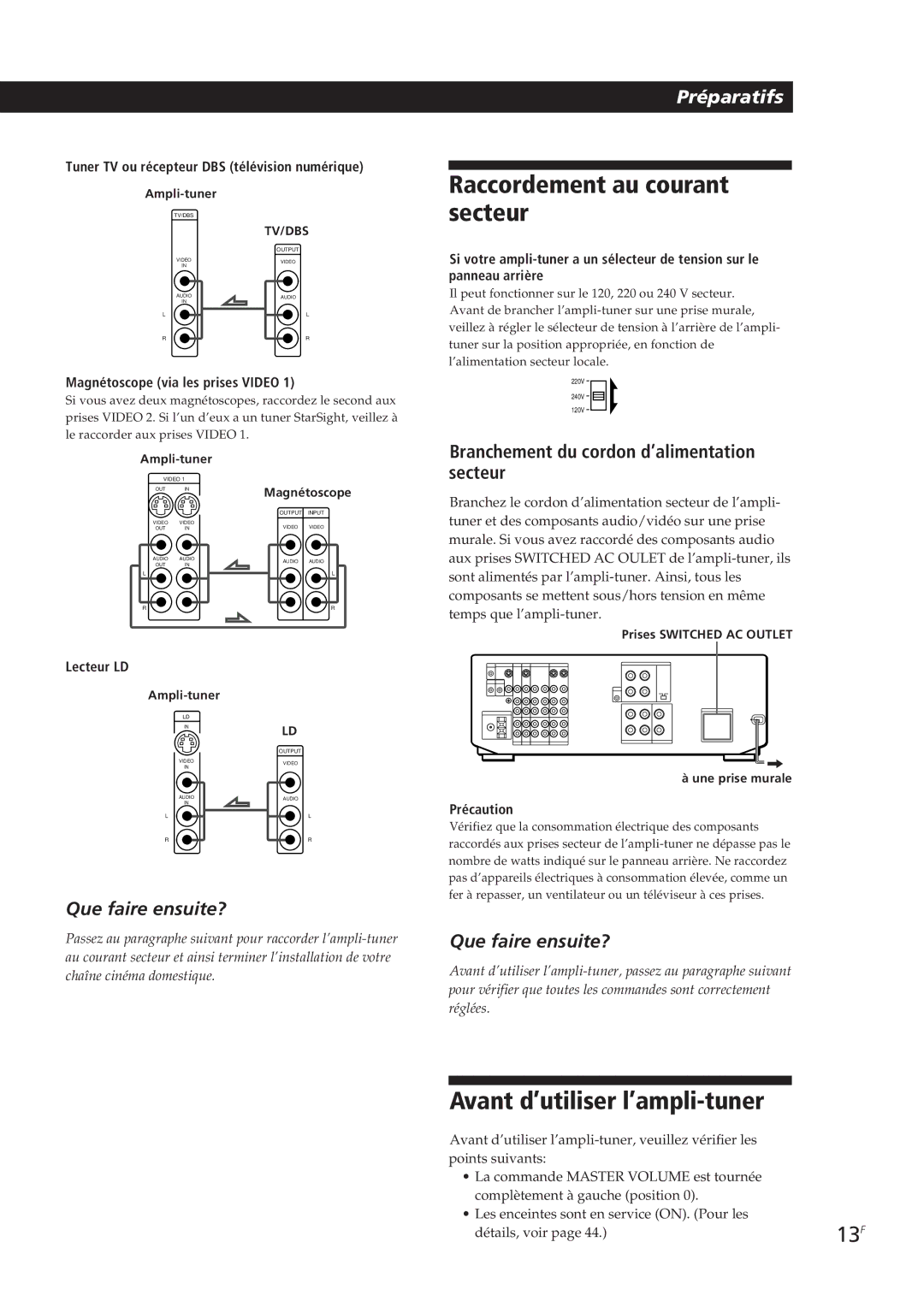 Sony STR-DE905G manual Raccordement au courant secteur, Avant d’utiliser l’ampli-tuner 