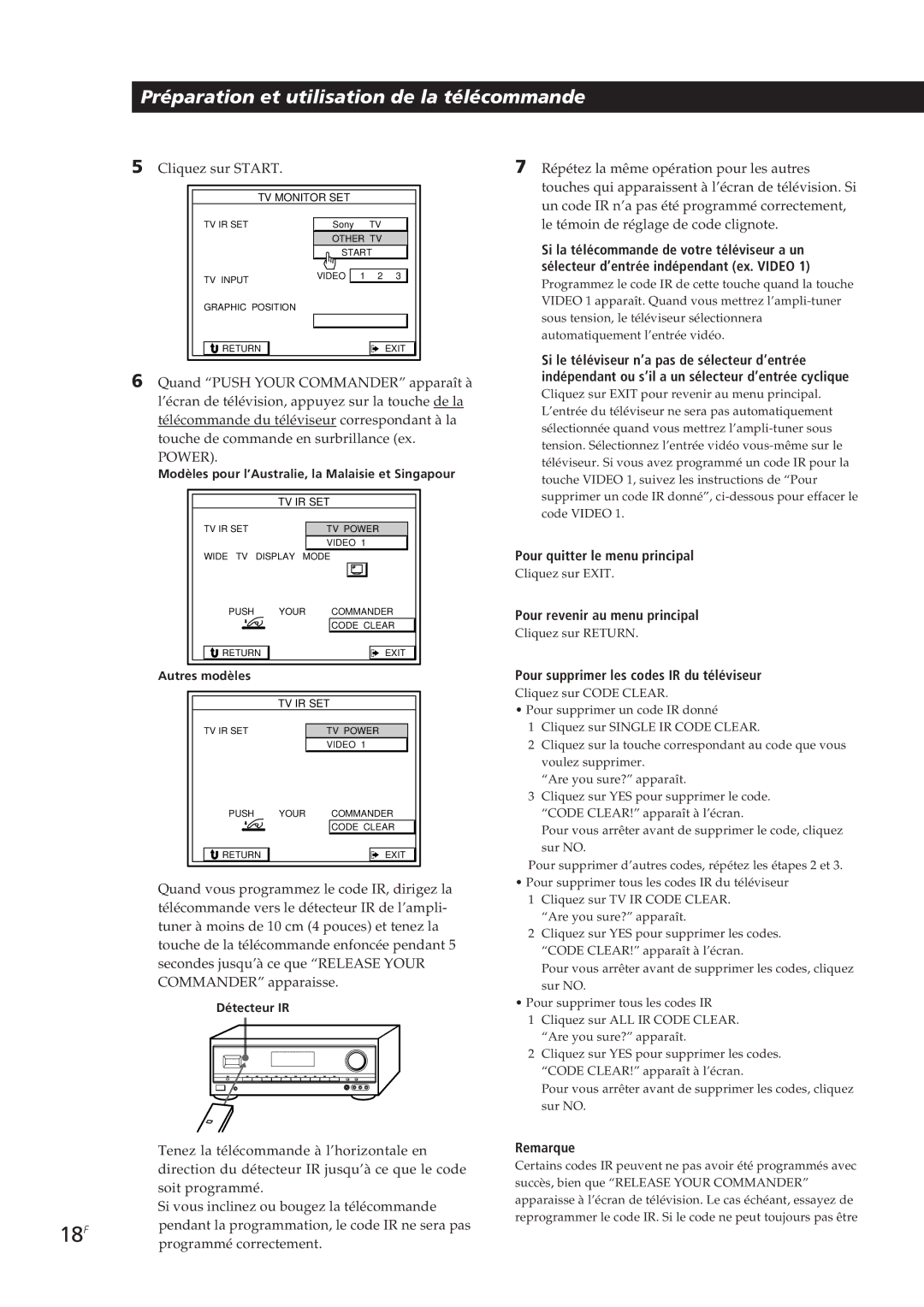 Sony STR-DE905G manual Si la télécommande de votre téléviseur a un, Sélecteur d’entrée indépendant ex. Video 