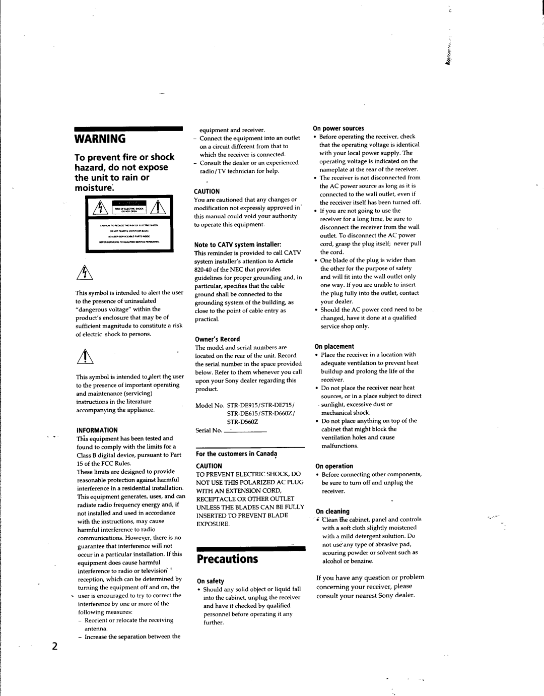 Sony STR-DE915 manual 