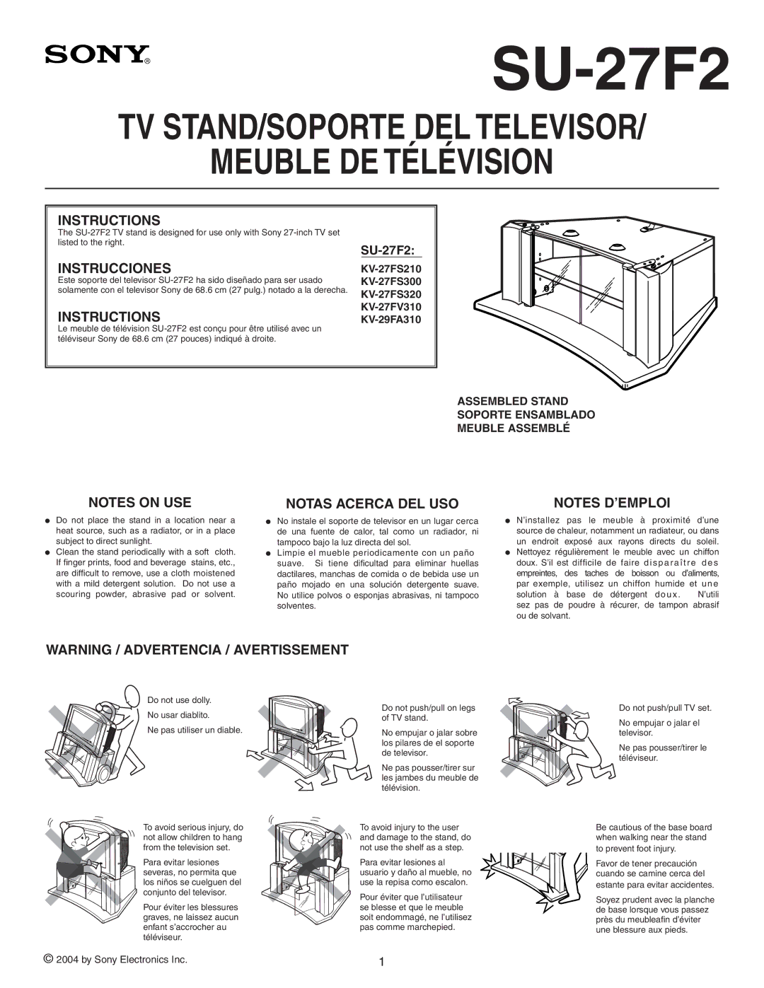 Sony SU-27F2 manual 