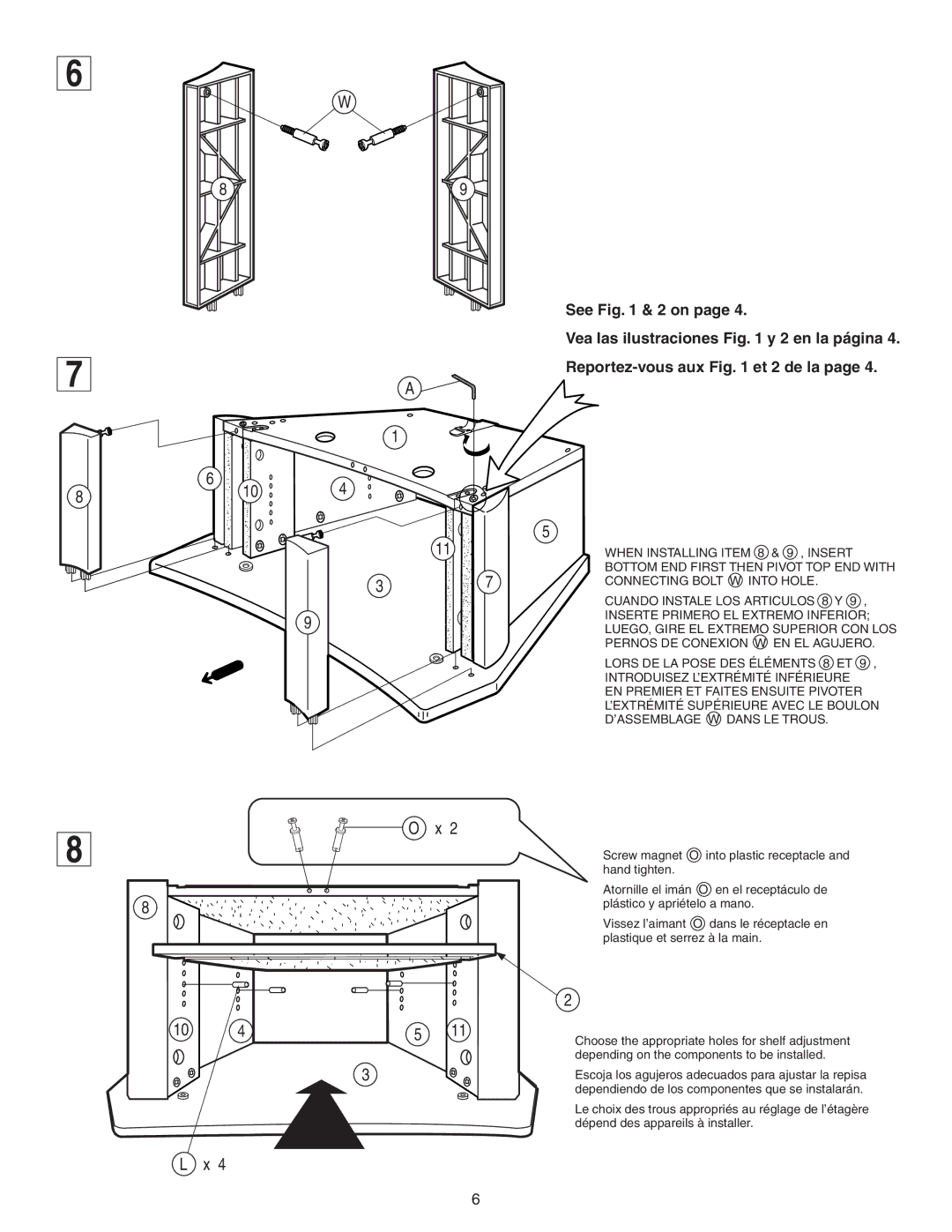 Sony SU-27F2 manual Escoja los agujeros adecuados para ajustar la repisa 