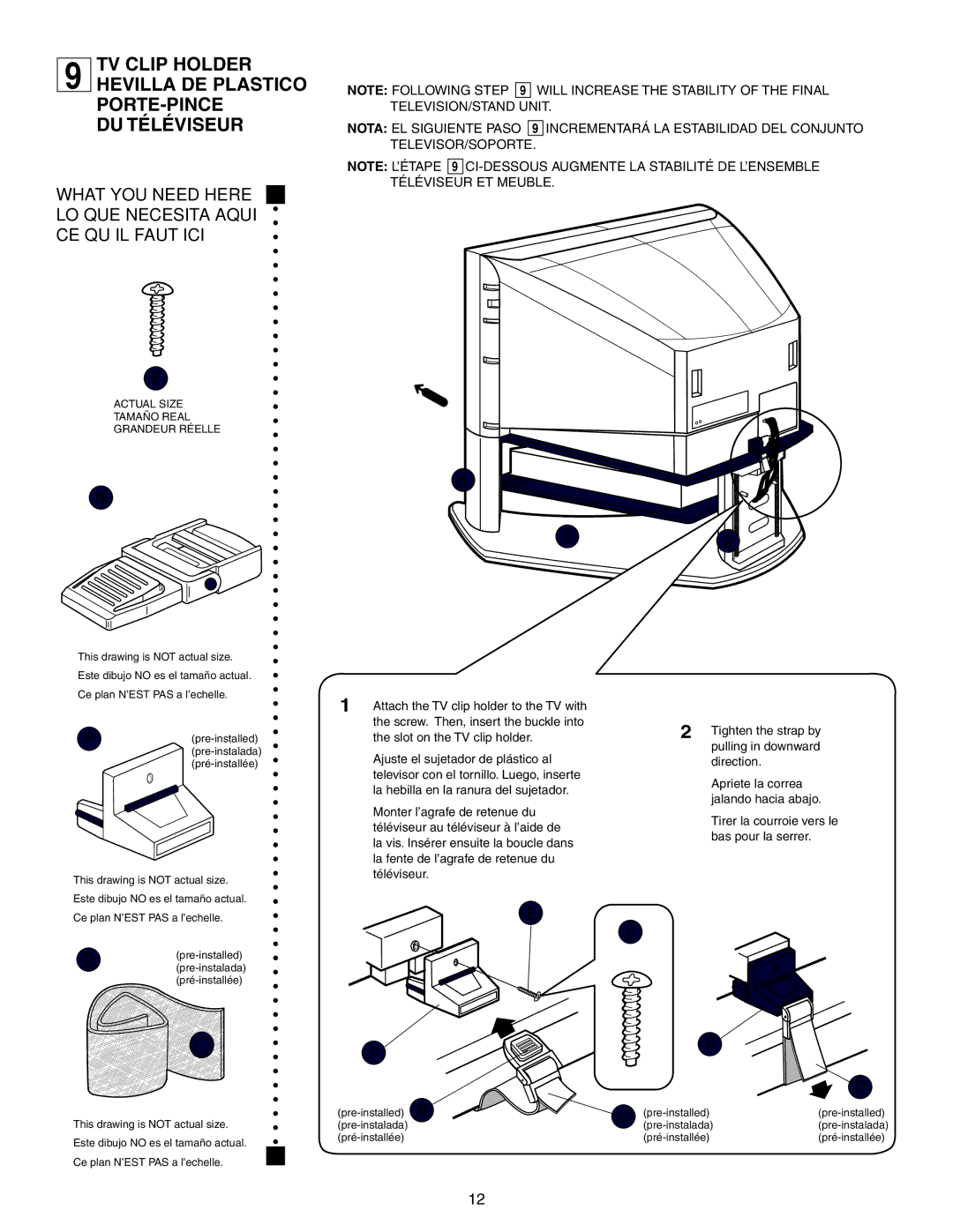 Sony SU-27HX1 manual TV Clip Holder Hevilla DE Plastico PORTE-PINCE DU Téléviseur 