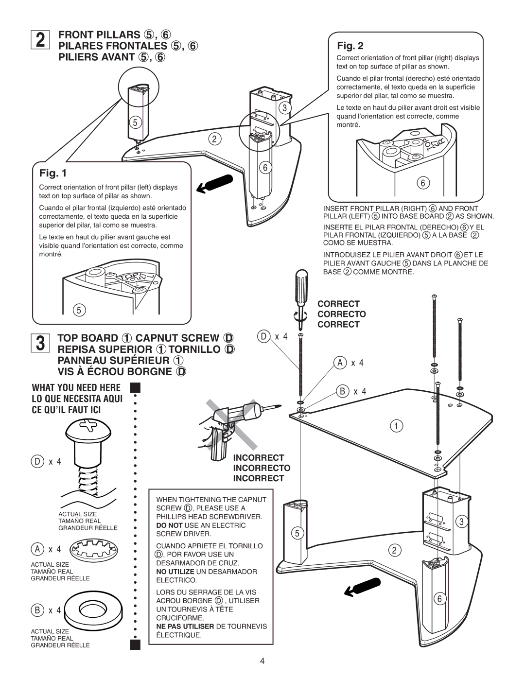 Sony SU-27HX1 manual Front Pillars 5, Pilares Frontales 5, Piliers Avant 5 