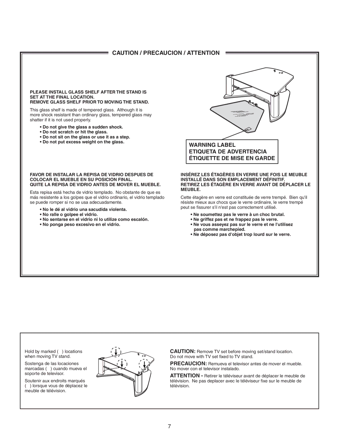 Sony SU-27HX1 manual Etiqueta DE Advertencia Étiquette DE Mise EN Garde 