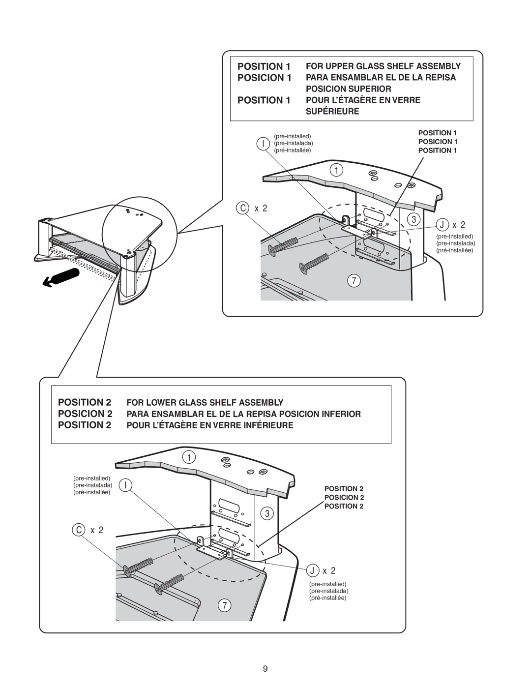 Sony SU-27HX1 manual Position Posicion 