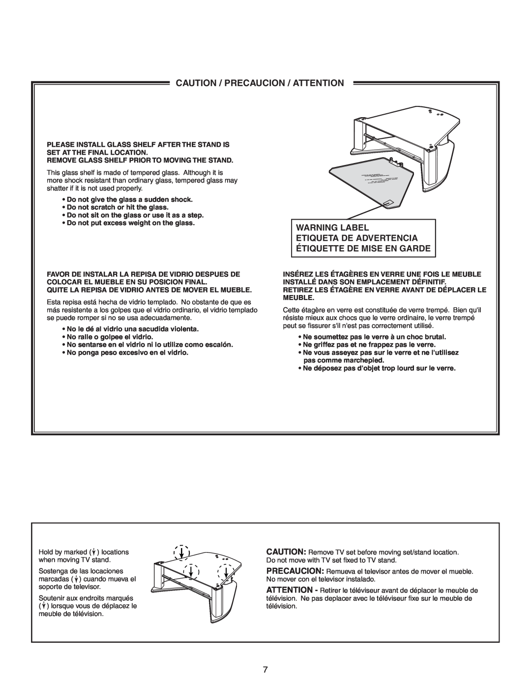 Sony SU-27HX1 manual Caution / Precaucion / Attention, Warning Label 