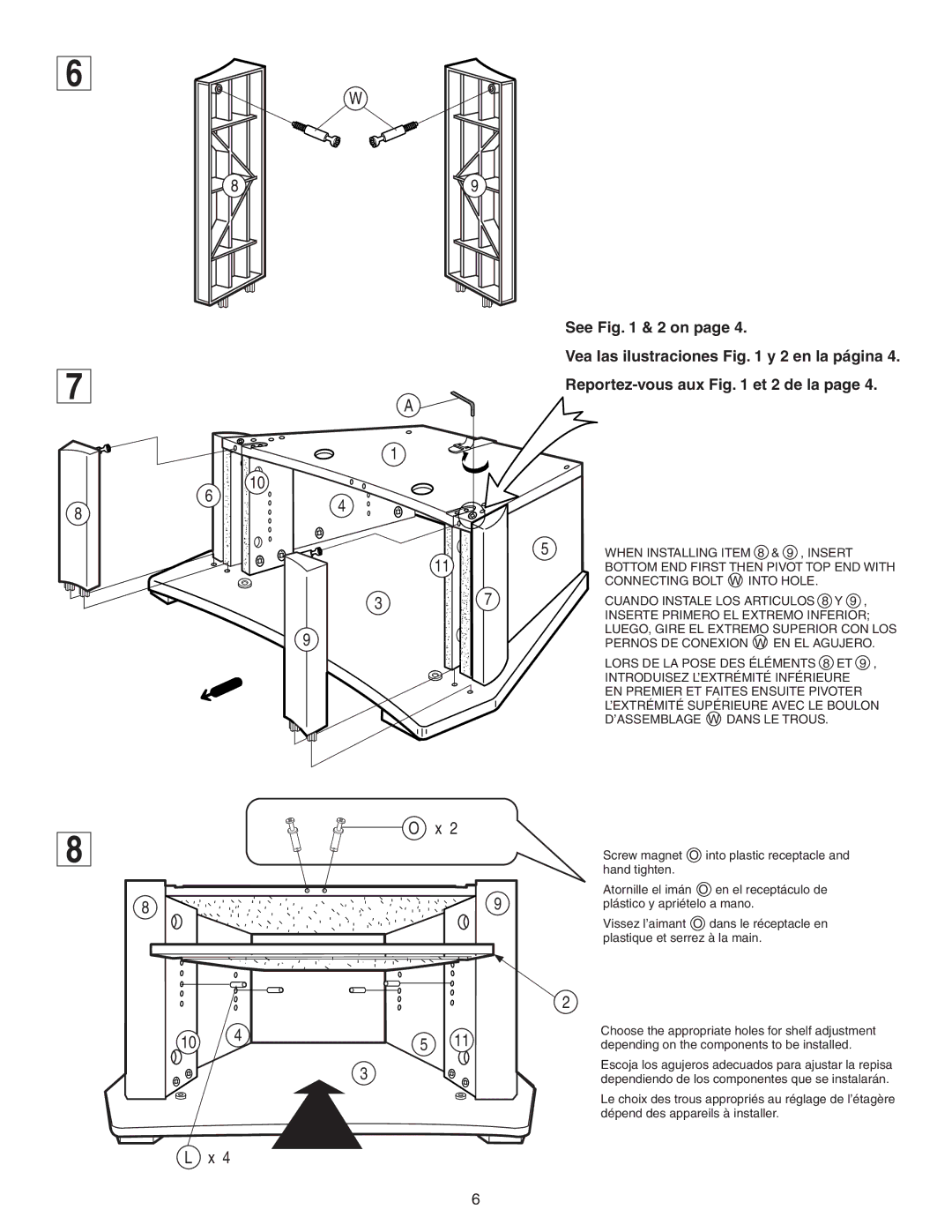 Sony SU-32F2 manual When Installing Item 8 & 9 , Insert 