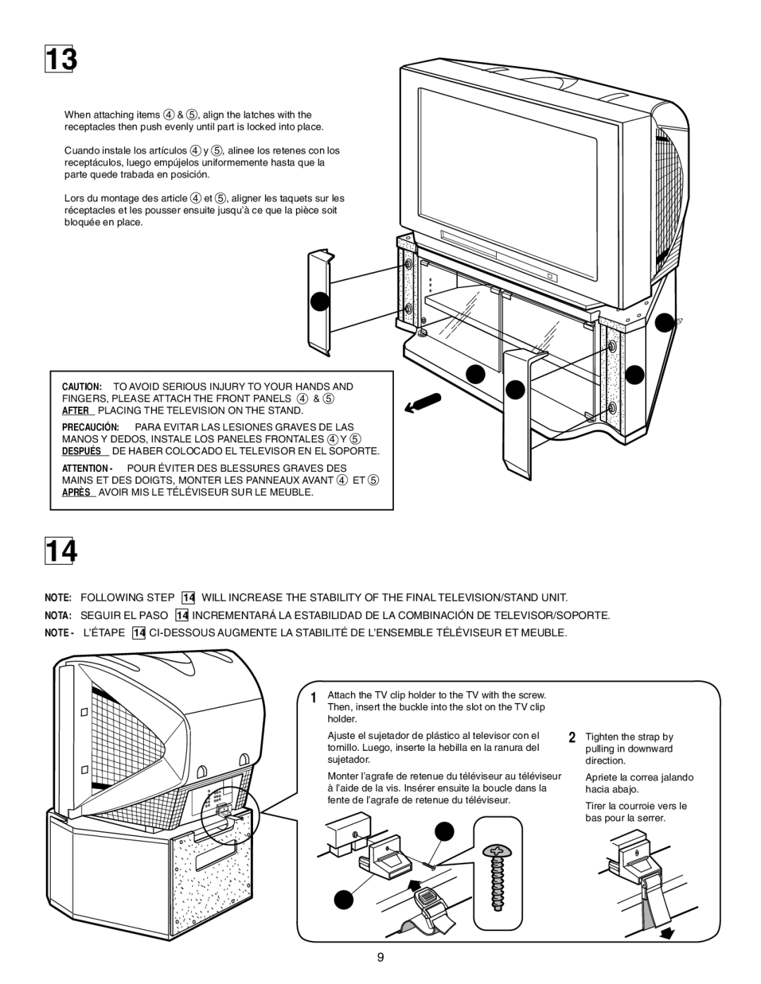 Sony SU-32FS2 manual Apriete la correa jalando 