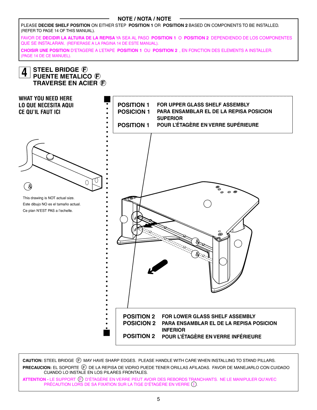 Sony SU-32HX1 manual Steel Bridge F Puente Metalico F Traverse EN Acier F, Precaucion EL Soporte 